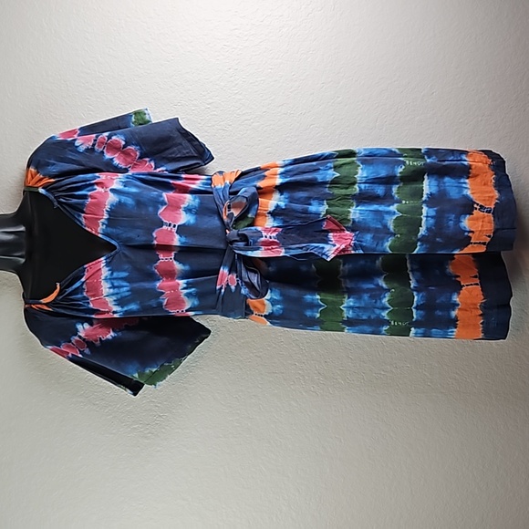 Anthropologie Dresses & Skirts - Anthropologie Velvet | NWT Women's Blue Tie Dye Short Sleeves Slip-On Dress M